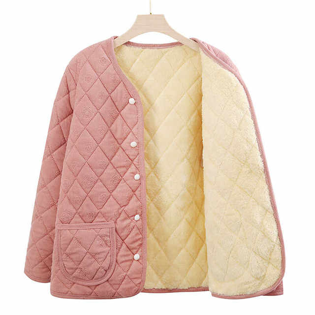 Mom's velvet small cotton-padded jacket autumn and winter new national style warm cotton coat middle-aged and elderly grandma's casual loose and versatile coat