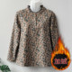 Mother's autumn and winter velvet bottoming shirt for middle-aged and elderly women, large size, loose, flesh-covering, floral mid-collar, warm stretch top
