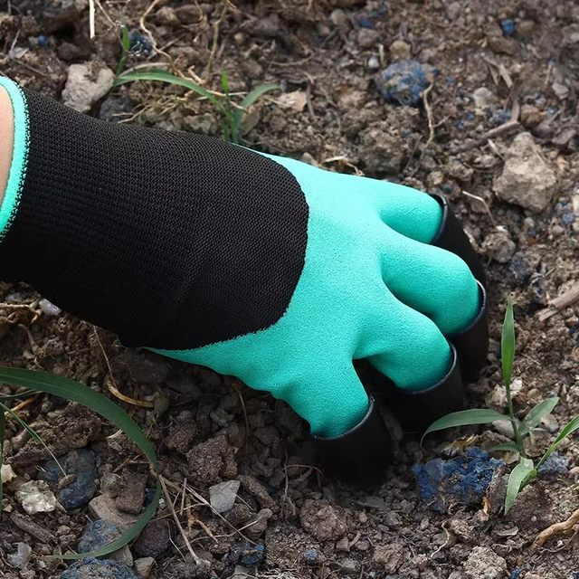 Gardening gloves with claws planting digging gloves anti-puncture waterproof garden potted planting flower planting vegetable planting protective garden gloves