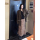 SukiiRED Japanese abstract printed fishtail elastic waist skirt for women's autumn new mid-length A-line skirt