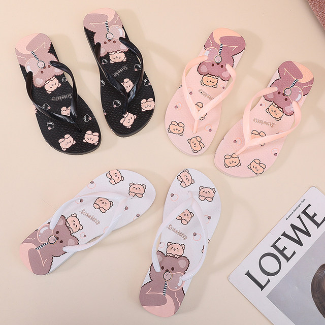 Internet celebrity flip-flops home slippers for women student girls outer wear non-slip cool summer Korean version cartoon cute and versatile