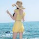 Yellow split swimsuit women's 2025 new high-end split skirt slim swimsuit vacation swimsuit small breast swimsuit
