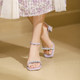 High heels for women and thick heels for men 2025 summer new design niche light purple open toe strap sandals