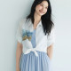 Evely shirt printing design mid-sleeved women's top 2024 summer new style 1F4221071I
