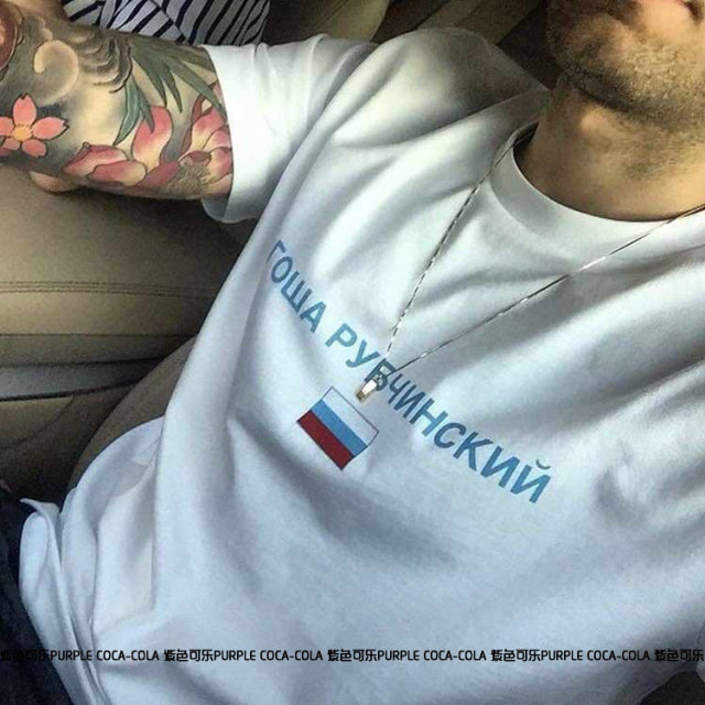 Hong Kong Wind flag pattern printing fashion versatile pure cotton loose short -sleeved round neck student BF hip -hop wind men and women T -shirts