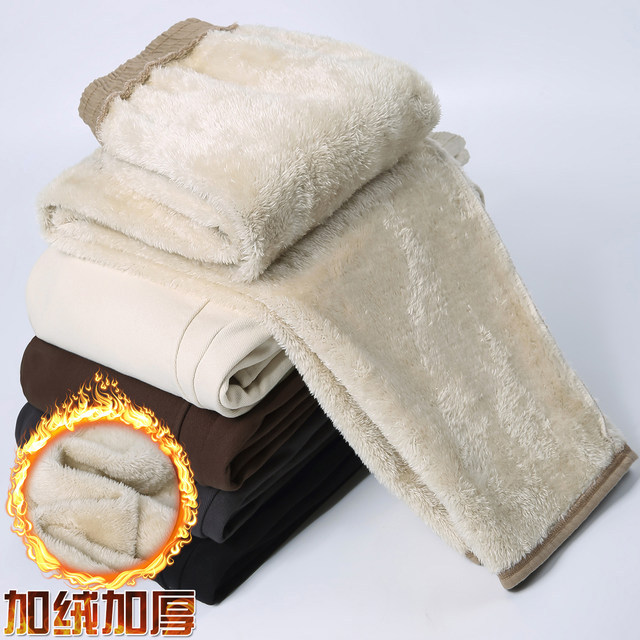 Spring and Autumn New Style Pure Cotton Mom Casual Straight Pants High Waist Elastic Large Size Stretch Winter Velvet Middle-aged and Elderly Women's Pants