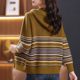 
Korean trendy retro striped contrasting color hooded knitted cardigan long-sleeved spring and autumn 2025 new women's sweater jacket