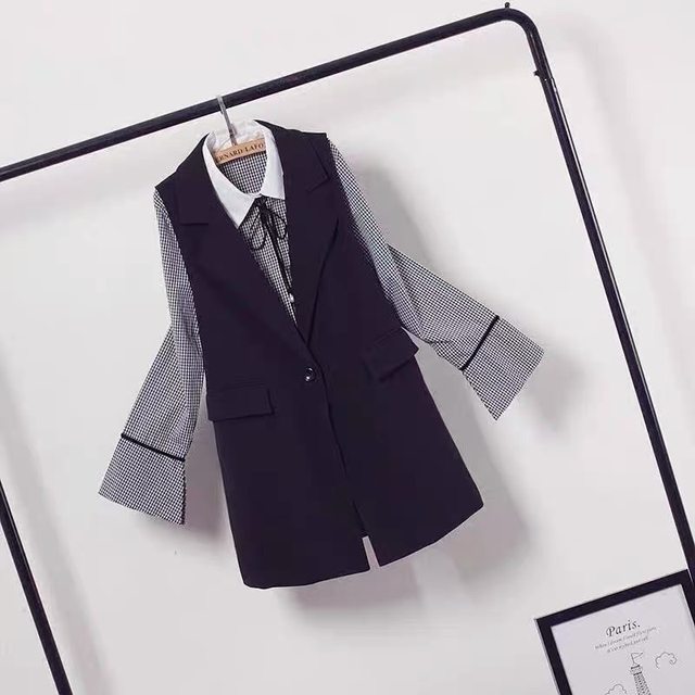 2025 Spring and Autumn New Vest Women's Mid-Length Vest Jacket Large Size Women's Korean Style All-Match Slim Suit Horse Clip