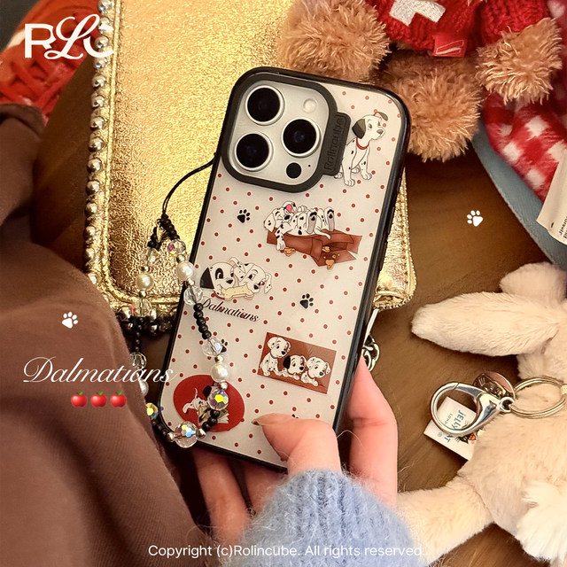 Rolincube original Apple 16ProMax mobile phone case cute Dalmatian suitable for 17 new iPhone17Pro cartoon 16Pro double layer 15Pro all-inclusive 17ProMax black border anti-fall