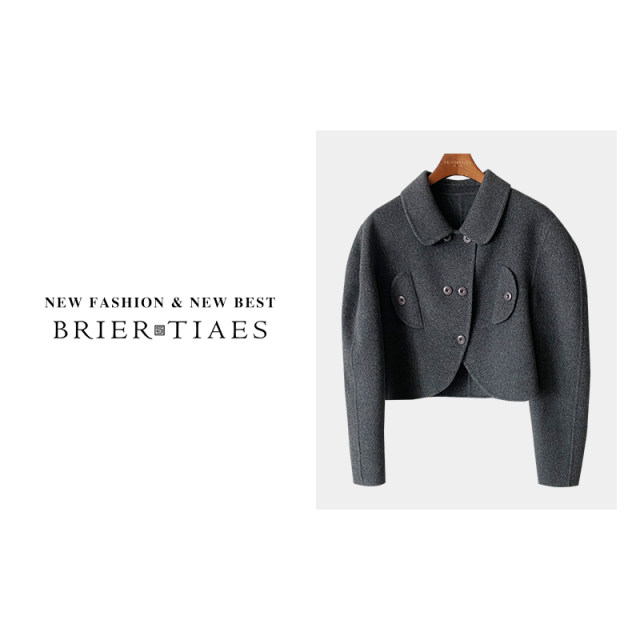 23PD23-605/Traditional design niche short double-sided wool jacket woolen small temperament coat