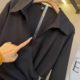 2025 autumn large-size black zipper design irregular skirt with fat MM hidden flesh and slimming belly dress trendy