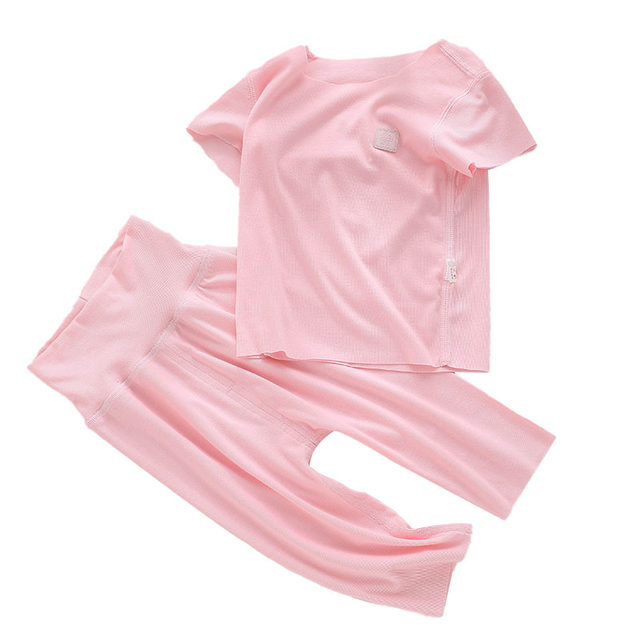 Baby Clothes Air Conditioning Suit Pajamas Two-piece Summer Thin Short Sleeve High Waist Belly Protection Newborn Baby Split Set