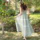 Bujiu Forest Elf Green Plaid Skirt Hem Waist-Close-up Sling New Summer Holiday Style Slim
