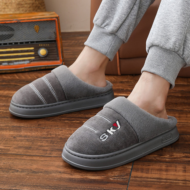 2025 new men's cotton slippers for winter household thickened warm home indoor thick-soled cotton slippers for winter