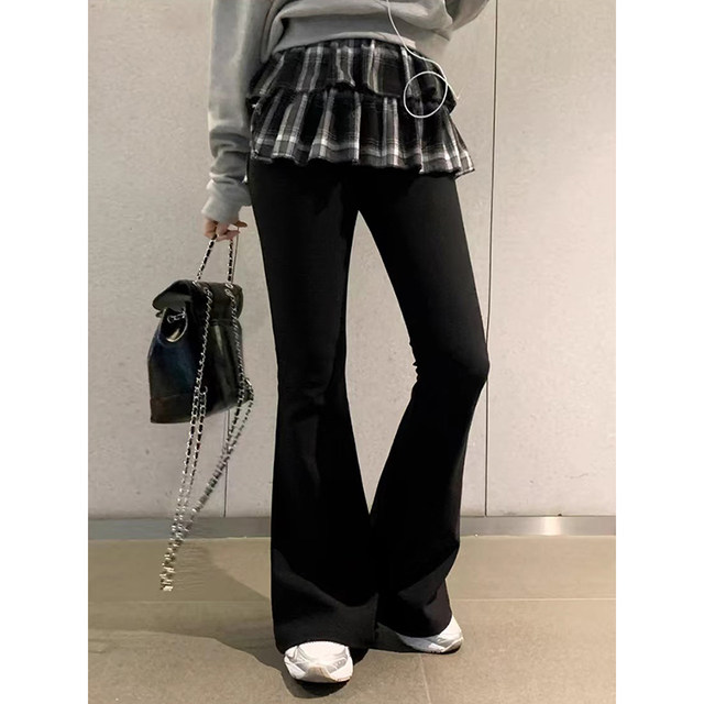 Liangliang's double-layer ruffle plaid skirt for women in spring and summer new retro age-reducing side lace-up layered skirt