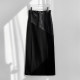 South Korea Chic Winter retro handsome high waist, thin waist, thin waist stitching PU leather straight hip skirt long skirt female
