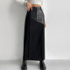 South Korea Chic Winter retro handsome high waist, thin waist, thin waist stitching PU leather straight hip skirt long skirt female