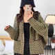 2024 Spring and Autumn New High-end Plaid Cashmere Woolen Short Jacket Women's Loose Bat Sleeve Thickened Hooded Cardigan