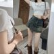 Retro washable and antique denim skirt women's summer hot girl high waist slim A-line skirt short skirt
