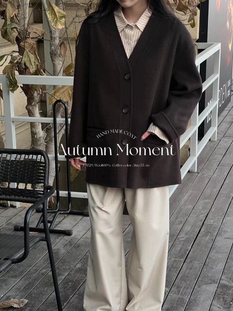 Special offer Korean new short wool coat 529 collarless casual commuter women's wool coat
