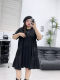 Wanwan large-size large-sleeved short-sleeved dress in summer, with a waist-hugging fat mm loose slim T-shirt A-line skirt