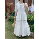 Step into the Milky Way Japanese sweet white fungus design cake skirt elastic waist mid-length A-line skirt summer