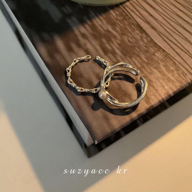 suzyacc kr niche design high-end freshwater pearl sterling silver fine ring fashionable personality index finger ring adjustable