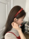 suzyacc kr festive atmosphere red plaid headband for women 2025 new French retro high-end headband