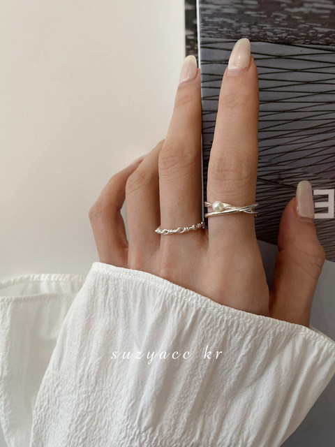 suzyacc kr niche design high-end freshwater pearl sterling silver fine ring fashionable personality index finger ring adjustable