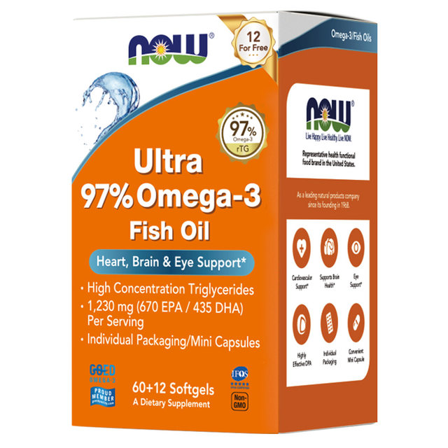 NOW Fish Oil Soft Capsules Deep Sea 97 High Purity Omega3 Small Grains for Girls DHA Brain-Replenishing EPA Adult Noo