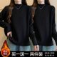 Single/two pieces Large size women's fat mm half turtle neck long sleeve T-shirt for women's autumn and winter new loose velvet base shirt for women
