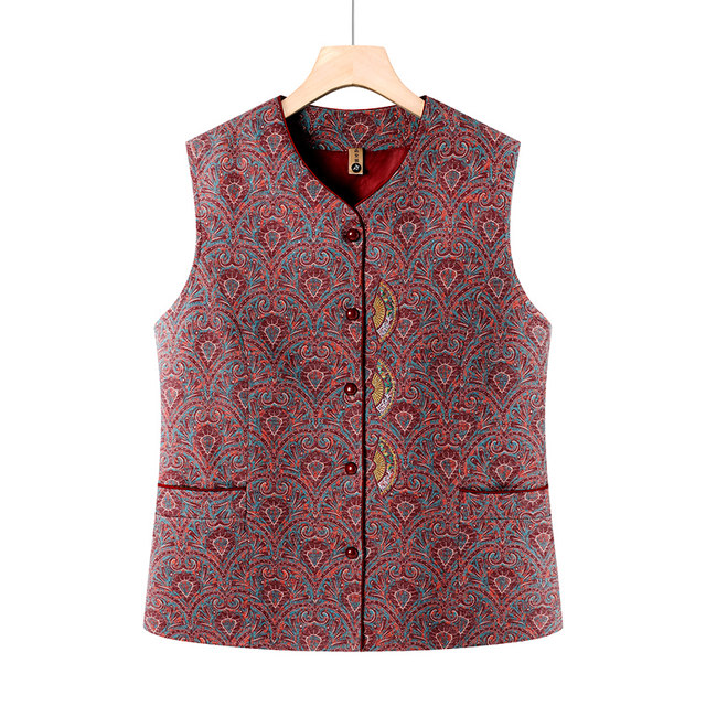 Mom wear spring and autumn vest new jacket middle-aged and elderly women's tops grandma vest old lady horse clip vest