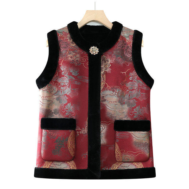 
Middle-aged and elderly women's autumn and winter vests, grandma's large size loose waistcoat vest, mother's outer wear, temperament thickened vest