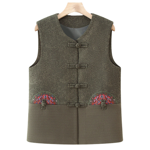 Seniors spring vest female grandma dress spring horse clip jacket middle-aged and elderly mother 60-70-year-old senior men's top