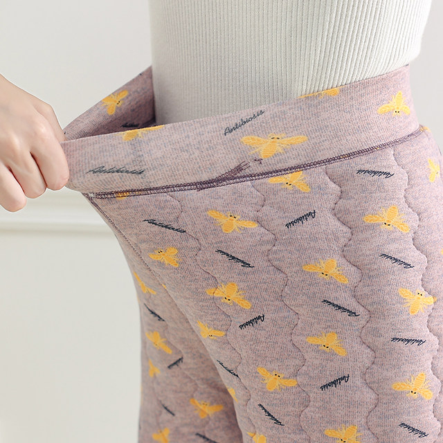 Middle-aged and elderly women's autumn and winter cotton trousers thickened bottoming high-waisted elasticated mother's warm inner wear trousers for grandma and the elderly at home