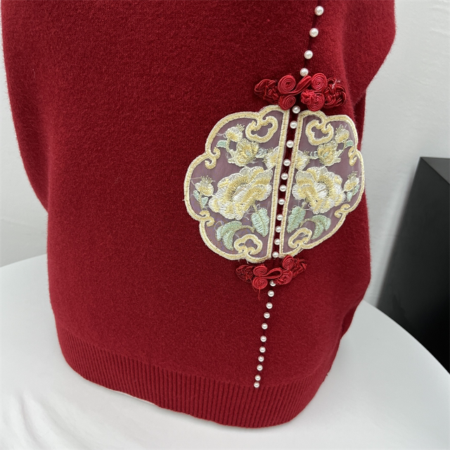 Middle-aged mother's new style knitted velvet bottoming sweater middle-aged and elderly women's all-in-one velvet winter thick top