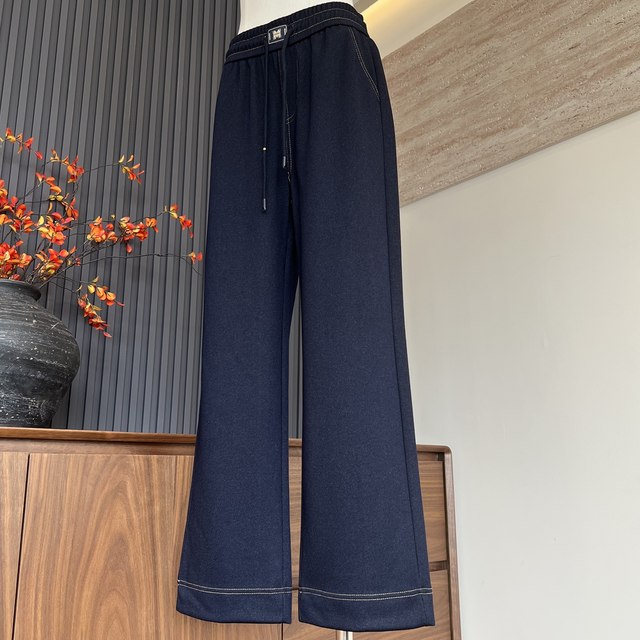 Fashionable jeans mom wear autumn and winter new velvet pants for middle-aged and elderly women straight warm slimming draping trousers