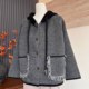 Fashionable mother's knitted sweater top buttoned long-sleeved cardigan hooded casual middle-aged and elderly women's autumn and winter all-match coat