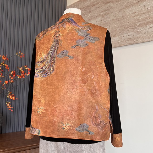 New Chinese style new autumn mother suit long-sleeved inner top Chinese style vest real two-piece spring suit for middle-aged and elderly women