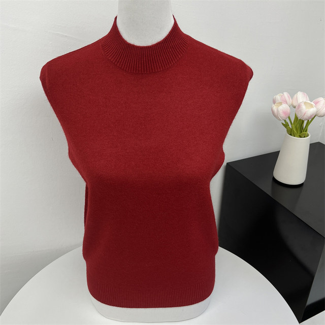 Middle-aged mother's clothing new versatile solid color half-high collar inner top middle-aged and elderly women's long-sleeved knitted bottoming shirt
