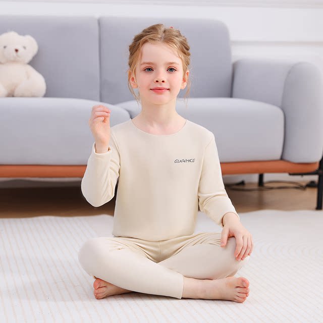 CF children's thermal underwear set autumn clothes and long pants for girls and boys, middle and large children's velvet boys' autumn and winter pajamas, home clothes