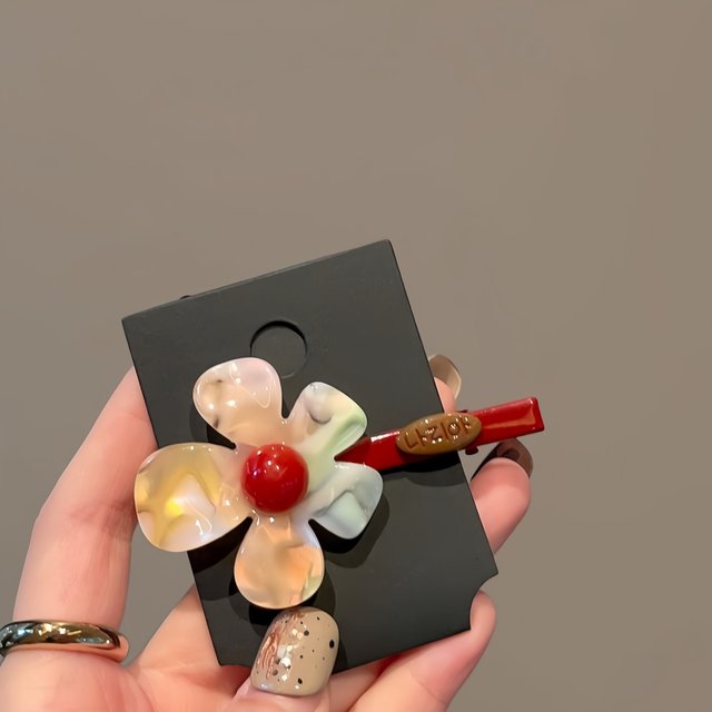 Symphony Acetate Flower Hairpin Women's Side Clip Side Hairpin 2025 New Bangs Clip Duckbill Clip Forehead Hair Accessories Autumn