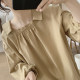 One word -collar shirt Ms. Spring and Autumn New Simple Simple Fresh Fresh Sleeve Niche Design Sensory Cotton Big Top
