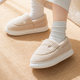 Autumn and winter new style postpartum shoes with heel, October and November, velvet warm thick-soled non-slip cotton slippers for women