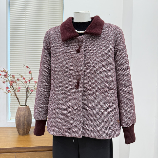 Middle-aged and elderly women's winter clothing, women's cotton-padded jackets, mother's cotton-padded coats, thickened velvet, old ladies' cotton-padded jackets, mother-in-law's warm clothes