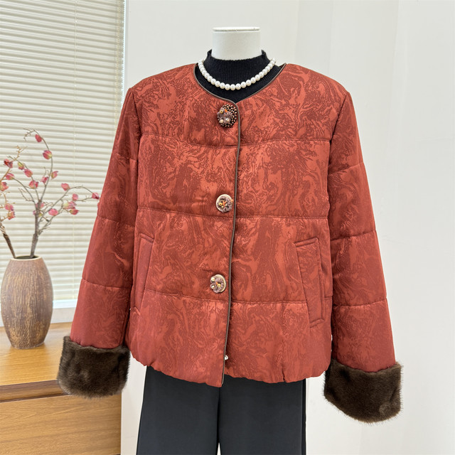 Mom's autumn and winter cotton coats, new Chinese-style warm cotton coats, western-style middle-aged and elderly women's clothing, new spring and autumn small cotton-padded jackets