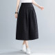 Literary retro printed skirt 2022 spring and autumn jacquard cotton linen pleated A-line skirt elastic waist long skirt for women