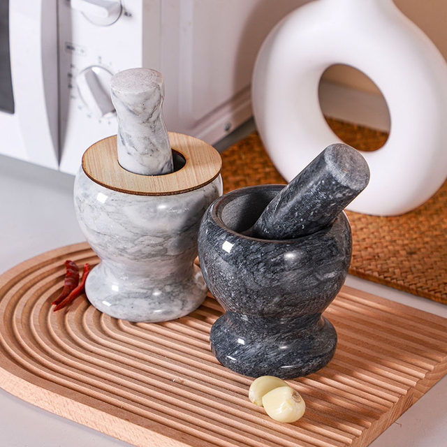 Natural jade garlic pounder stone mortar garlic clay artifact traditional old-fashioned home manual grinding raw stone garlic mortar