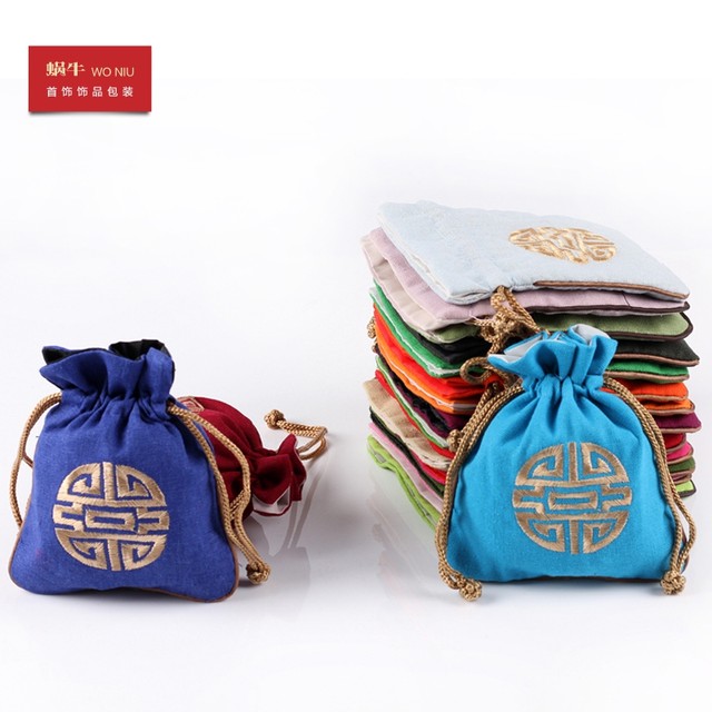 26XMB small linen necklace bracelet bracelet packaging bag silver jewelry bag silver jade jewelry bag fixed LOGO