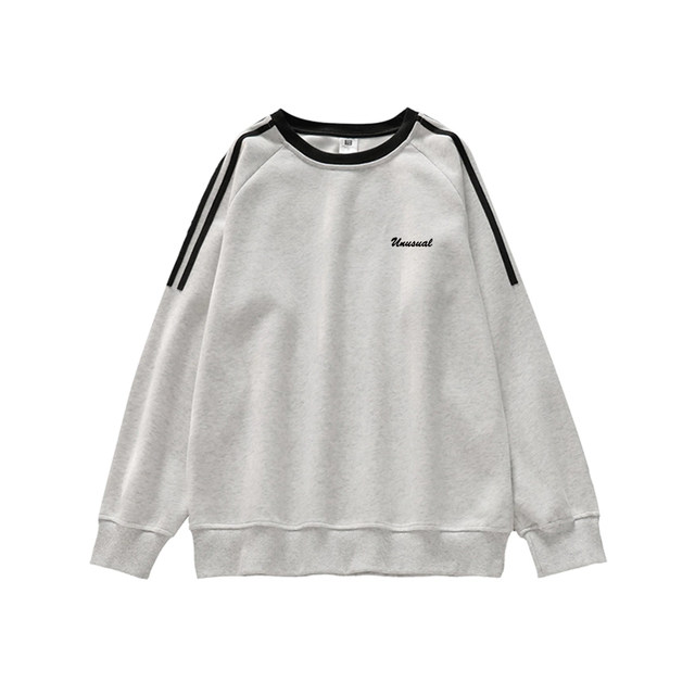 American retro trendy brand three-bar hatless sweatshirt for women oversize thin coat chic lazy top